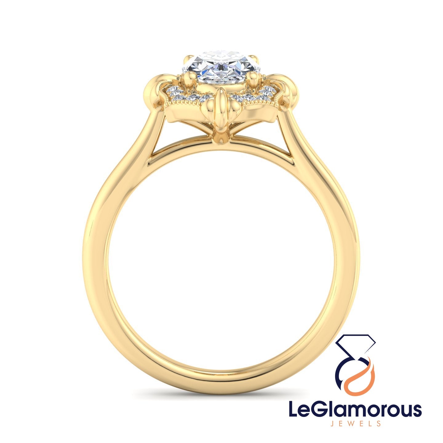Vintage Oval Cut Lab Grown Diamond Engagement Ring For Anniversay