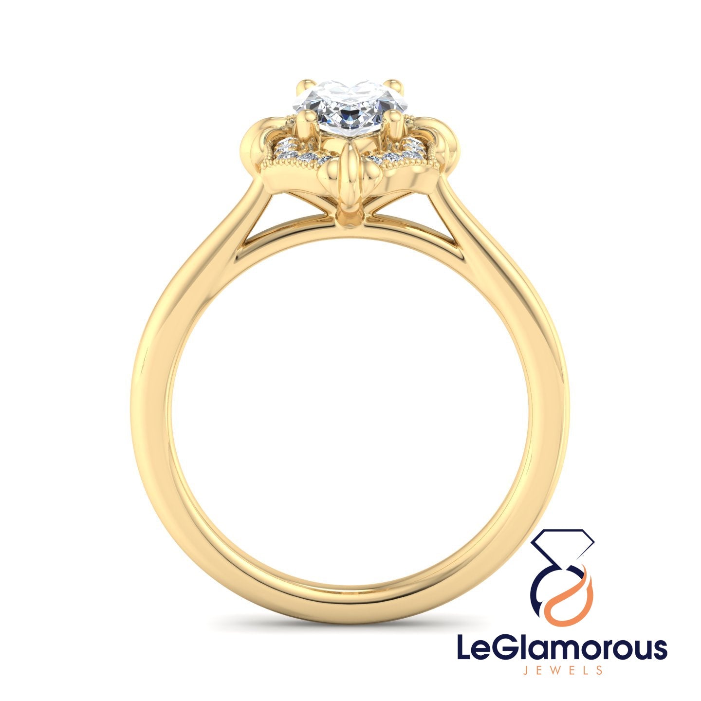 Vintage Marquise Cut Lab Grown Diamond Engagement Ring For Her