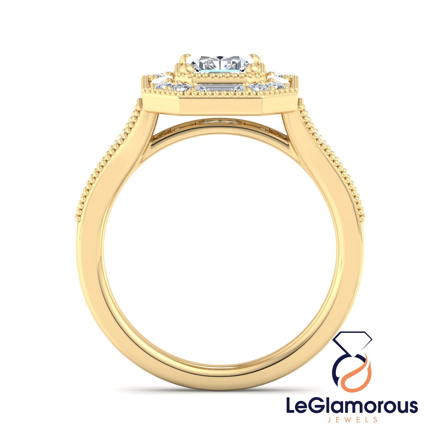 Radiant Cut Halo Lab Grown Diamond Engagement Ring For Anniversary Gift
