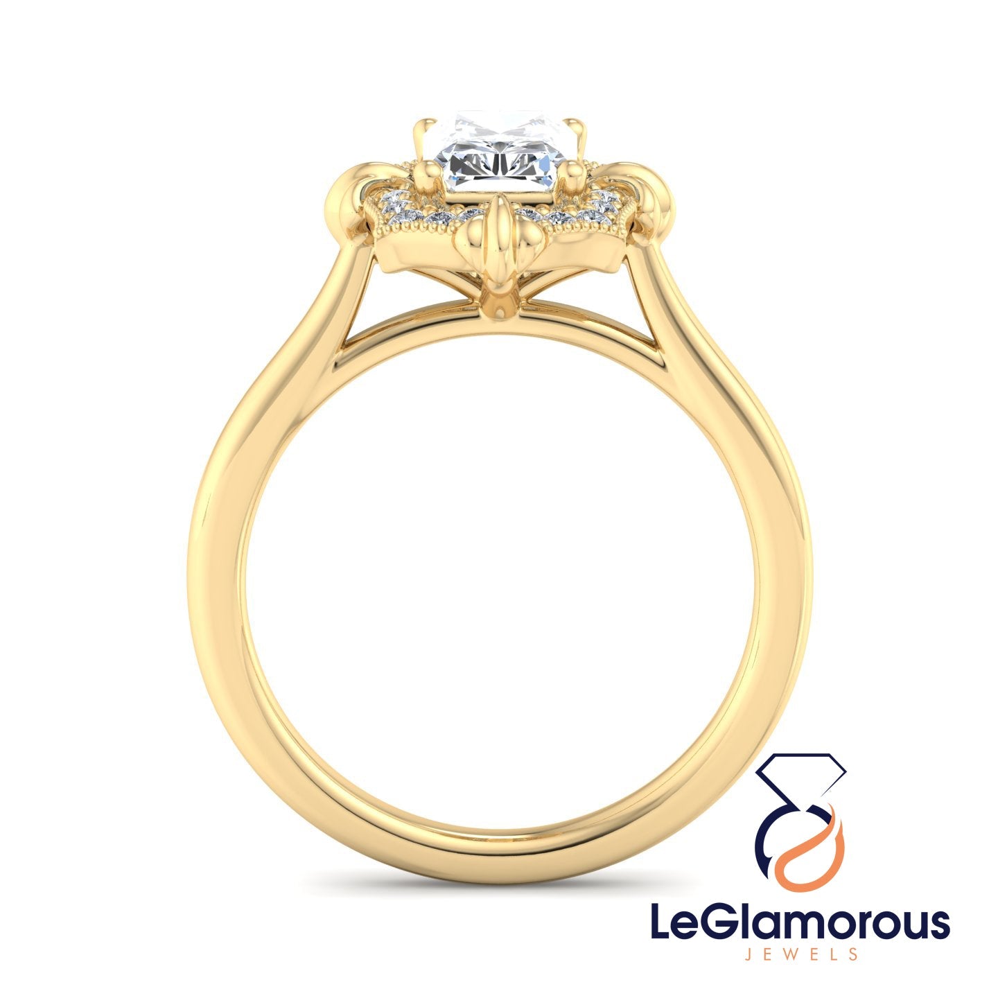 Vintage Radiant Cut Moissanite Diamond Engagement Ring For Anniversay