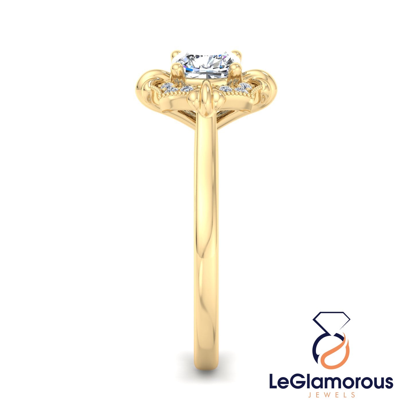 Vintage Cushion Cut Lab Grown Diamond Engagement Ring For Anniversay