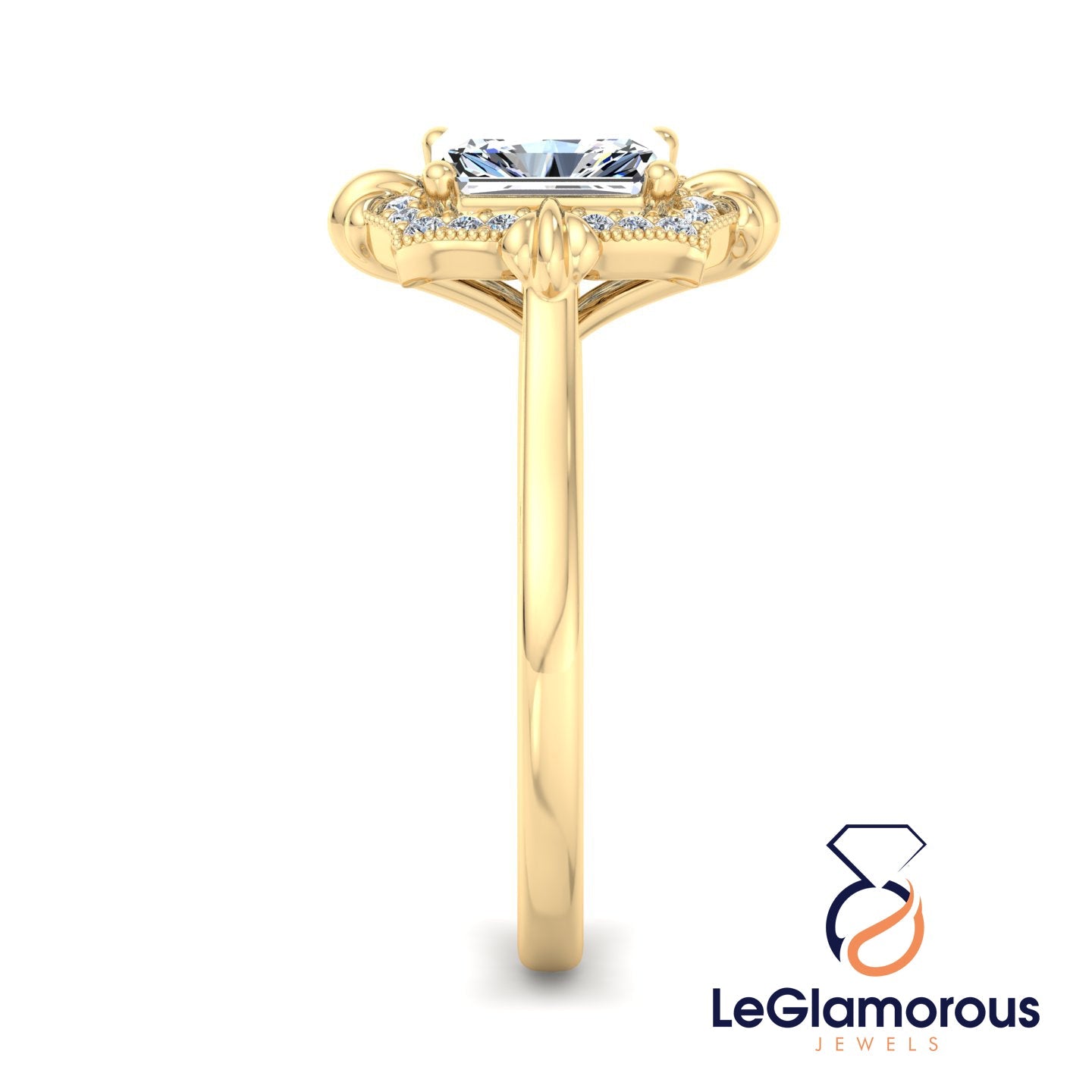 Vintage Radiant Cut Lab Grown Diamond Engagement Ring For Anniversay
