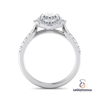 Marquise Moissanite Diamond Halo Engagement Ring For Anniversary Gift For Her