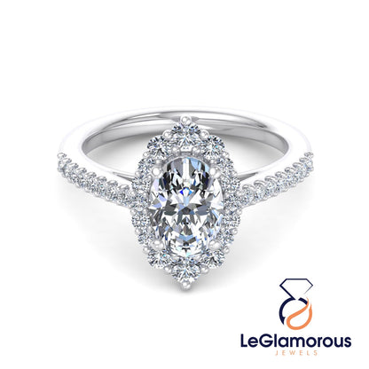 Oval Lab Grown Diamond Engagement Ring For Anniversary Gift