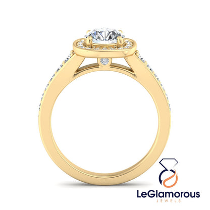 Round Cut Moissanite Diamond Halo  Engagement Ring For Anniversay