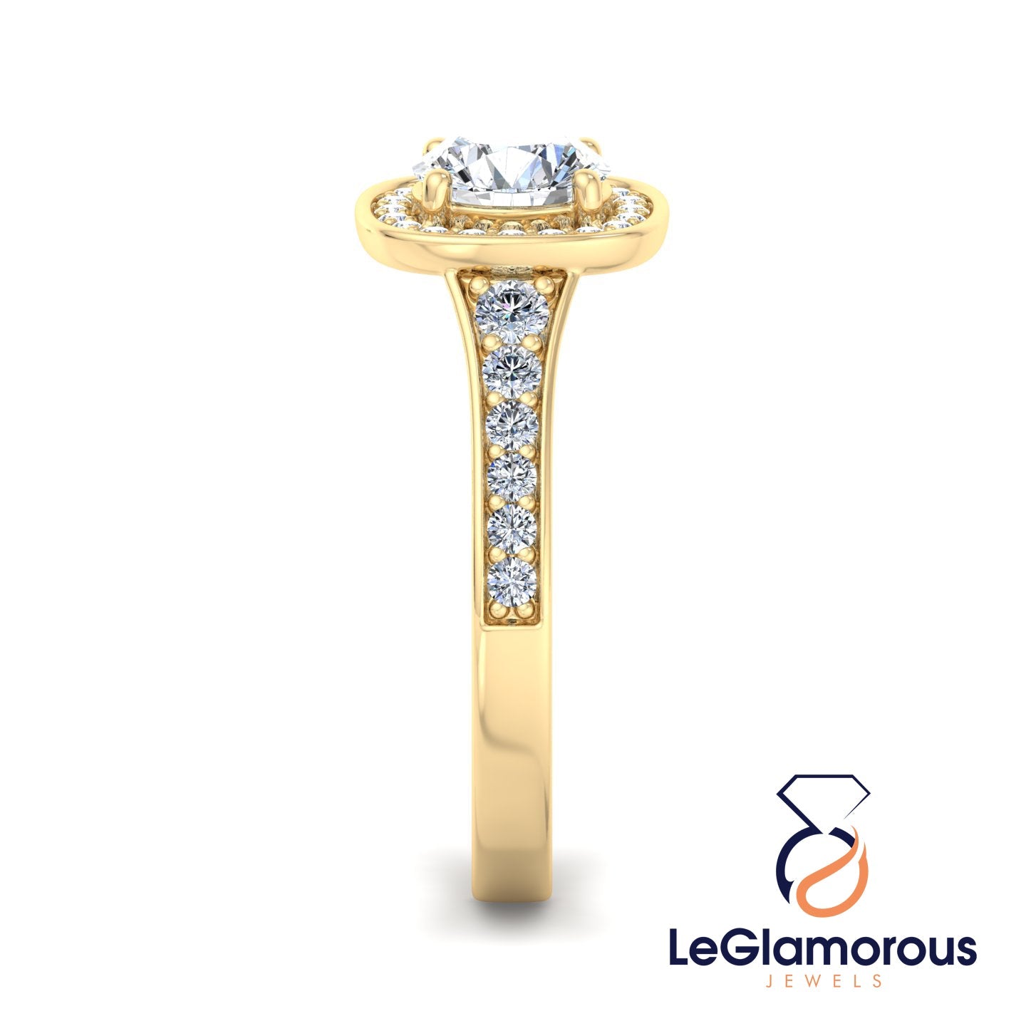 Round Cut Lab Grown Diamond Halo  Engagement Ring For Anniversay