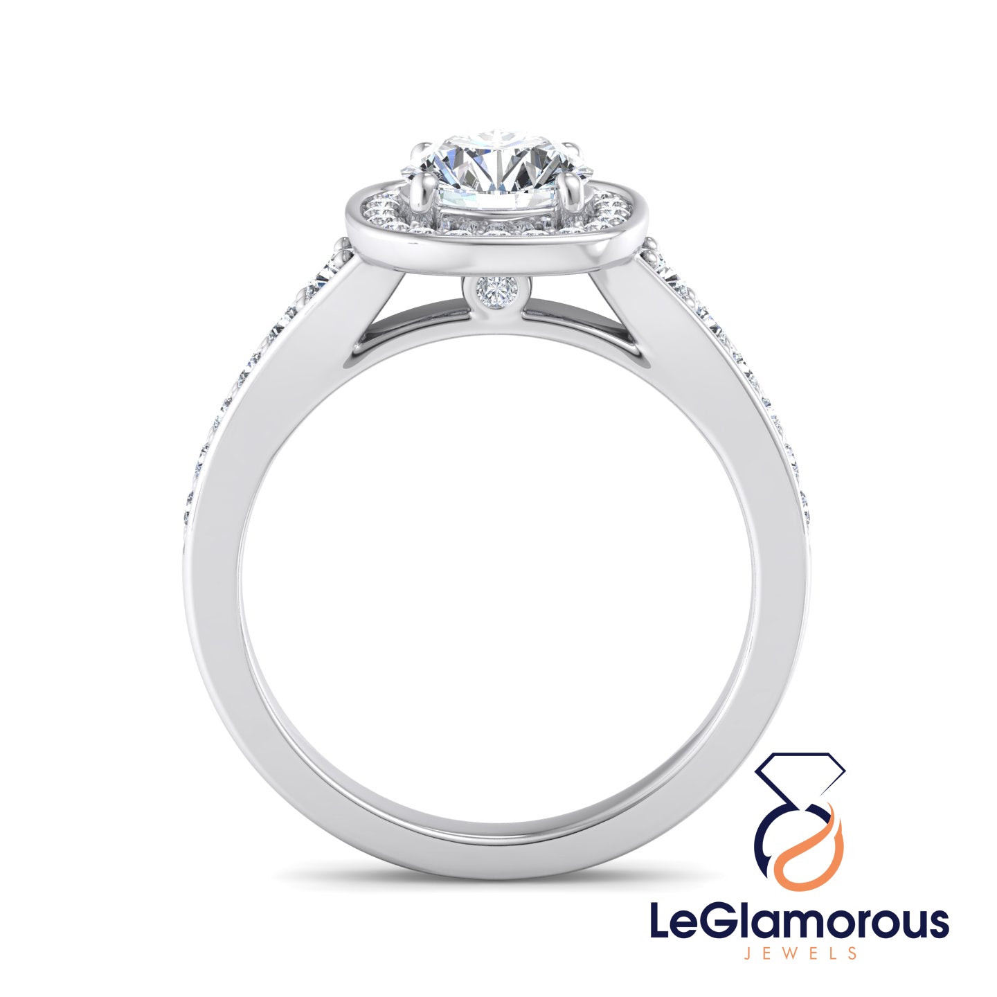 Round Cut Lab Grown Diamond Halo  Engagement Ring For Anniversay