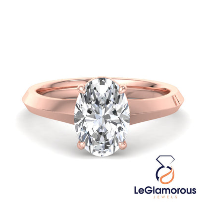 Oval Solitaire Lab Grown Diamond Engagement Ring For Christmas Gift