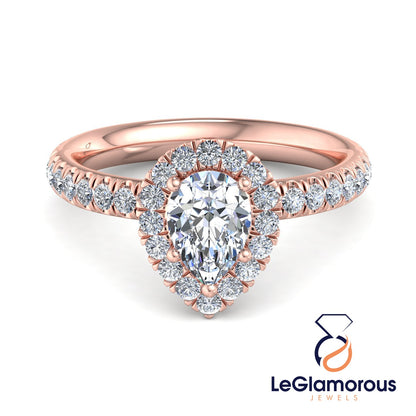 PearLab Grown Diamond Halo Engagement Ring For Anniversary Gift