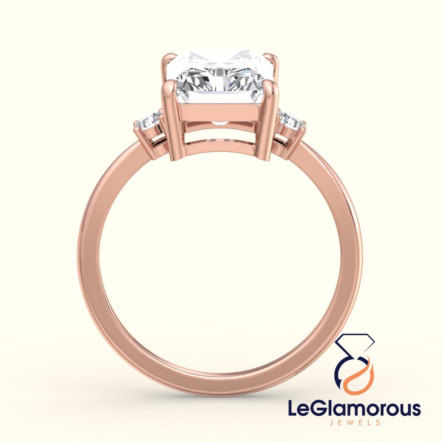 Radiant Cut Three Stone Engagement Ring For Wedding Gift