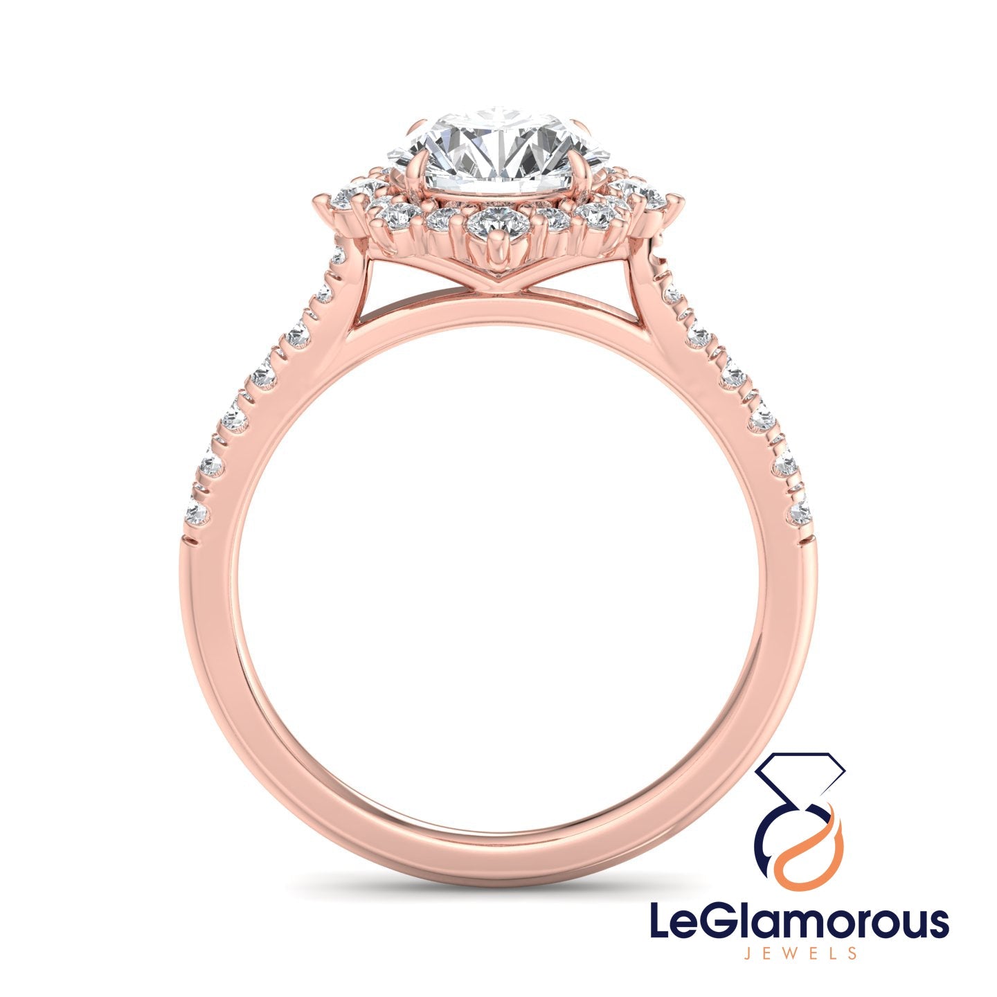 Round Cut Lab Grown Diamond Halo Engagement Ring For Anniversary