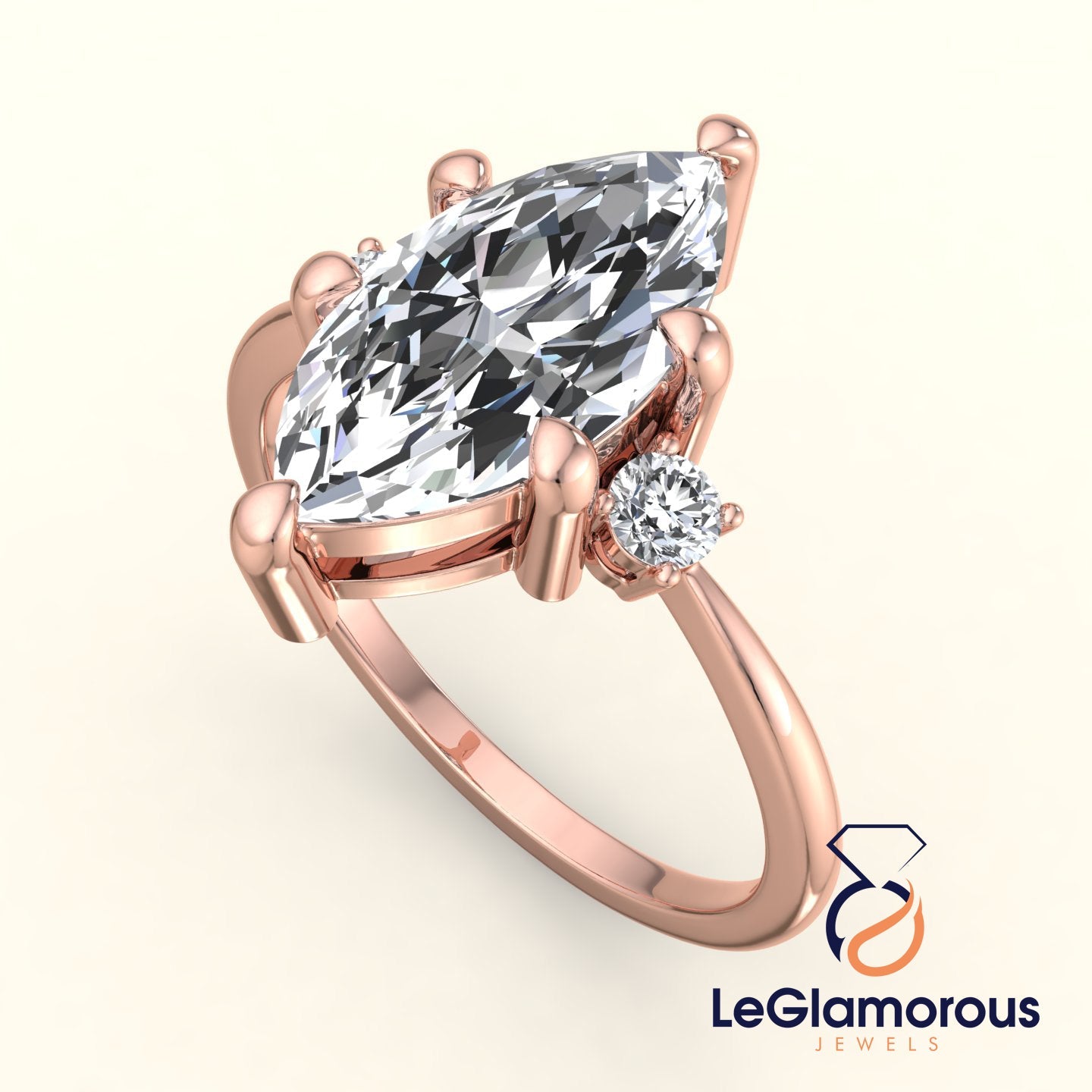 Marquise Cut Three Stone Engagement Ring For Anniversary Gift