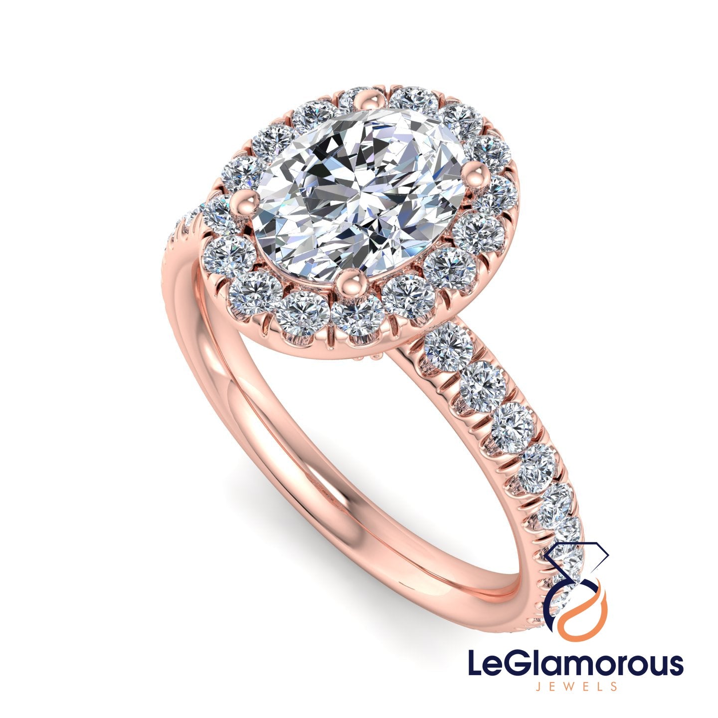 Oval Lab Grown Diamond Halo Engagement Ring For Anniversary Gift