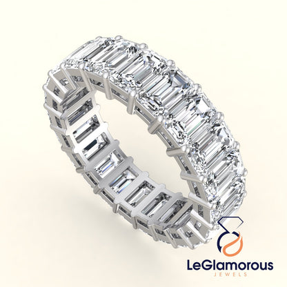 5*3 MM Emerald Cut Lab Grown Diamond Full Eternity Band For Christmas Gift