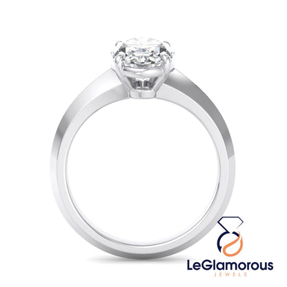 Oval Solitaire Lab Grown Diamond Engagement Ring For Christmas Gift