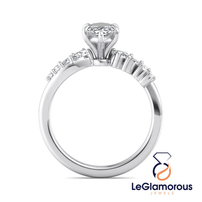 Marquise Cut Pave Style Lab Grown Diamond Engagement Ring For Wedding Gift