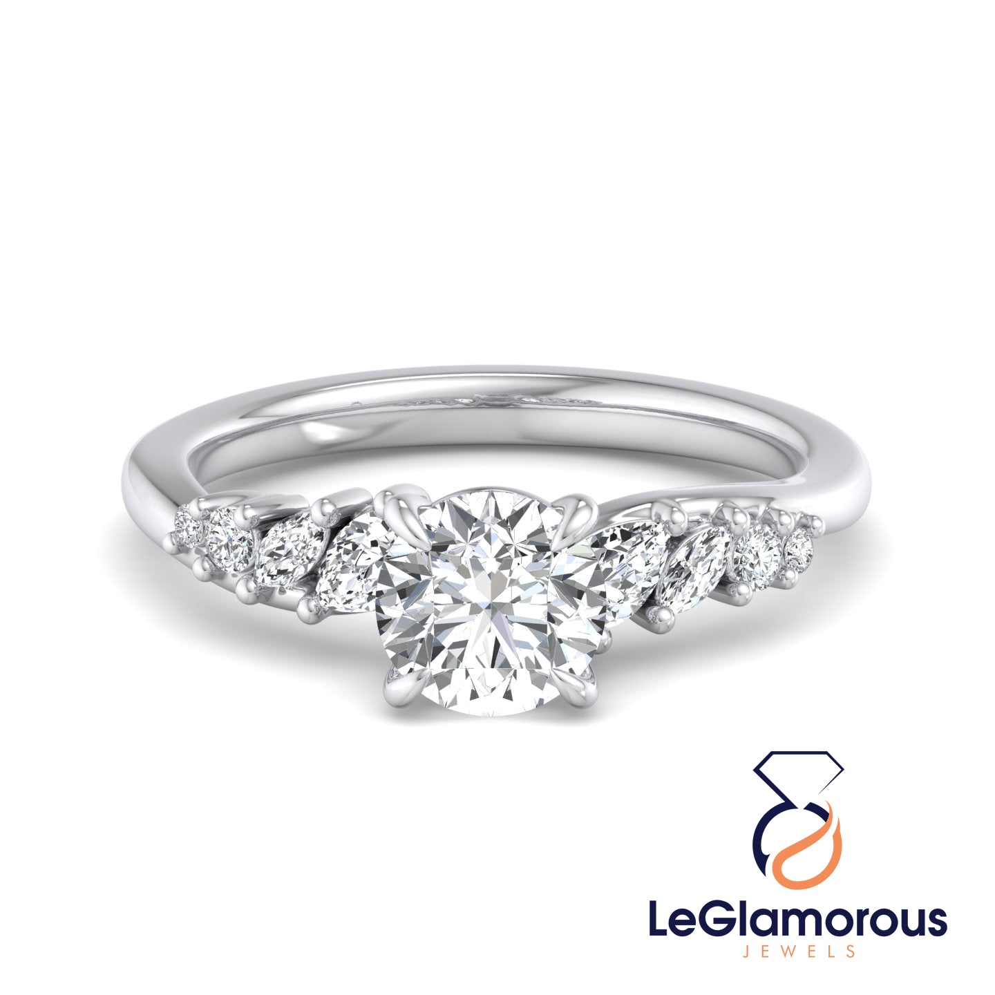 Round Cut Pave Style Lab Grown Diamond Engagement Ring For Anniversary Gift