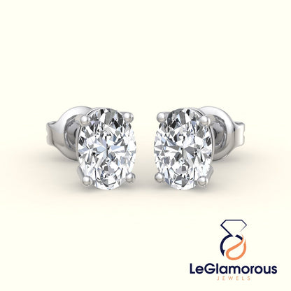 Oval Cut Lab Grown Diamond Stud Earrings, EF/VS Lab Diamond Wedding Earrings