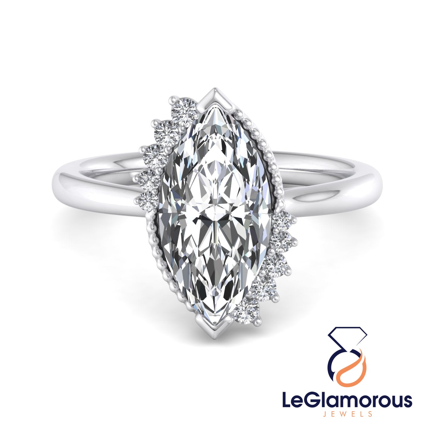 Unique Marquise Cut Moissanite Diamond Engagement Ring For Anniversary Gift