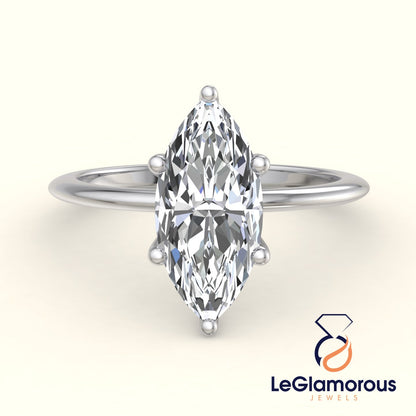 Marquise Solitaire Lab Grown Diamond Engagement Ring For Christmas Gift