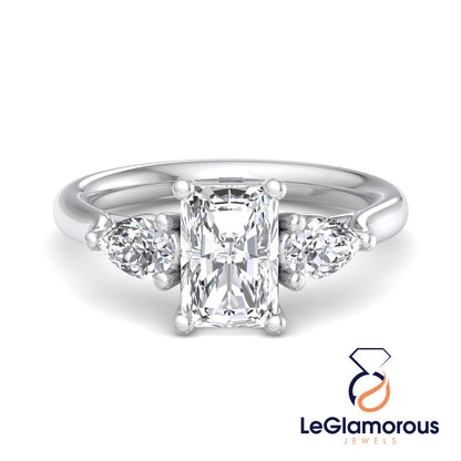 Radiant Cut Three Stone Engagement Ring For Wedding Gift For Her