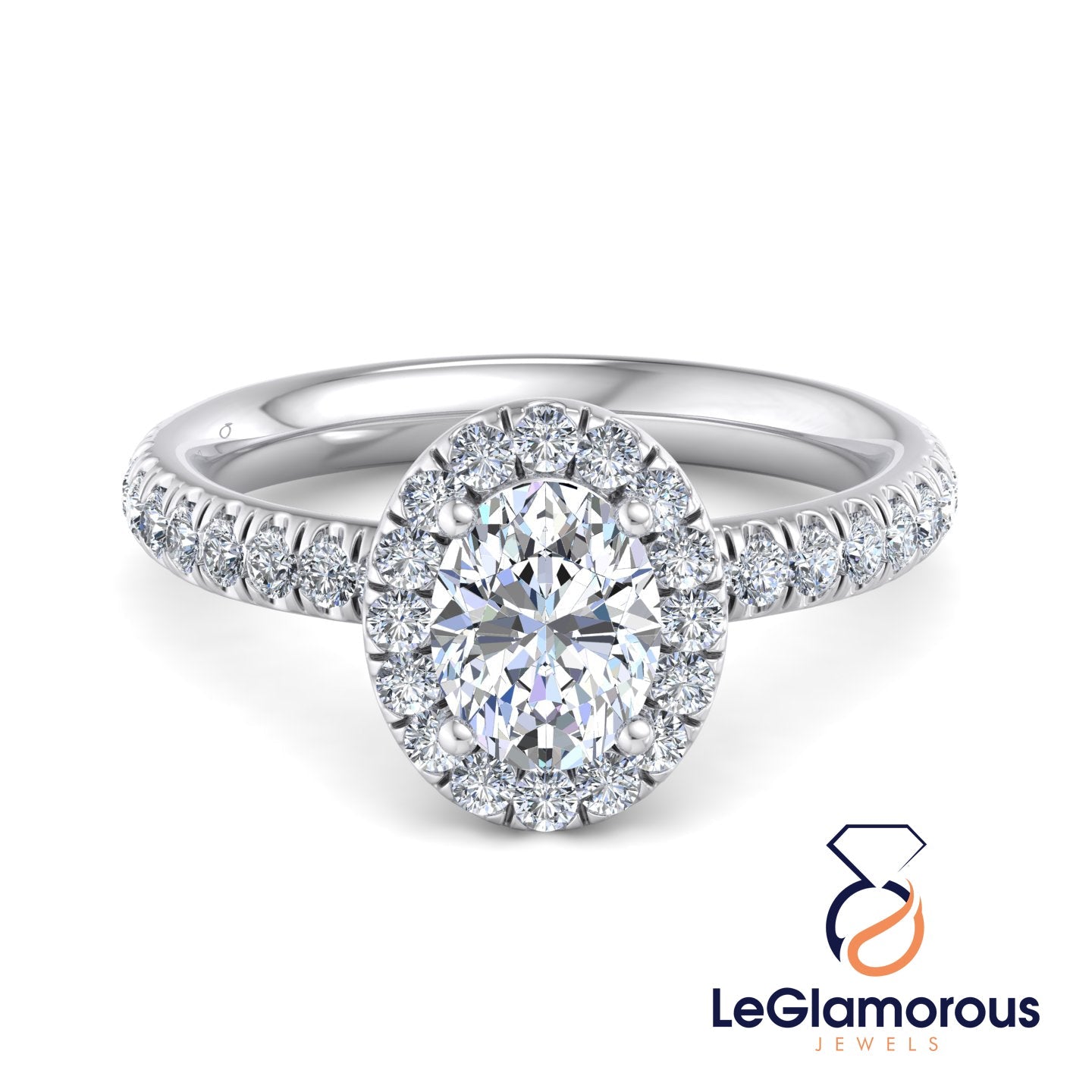 Oval Lab Grown Diamond Halo Engagement Ring For Anniversary Gift