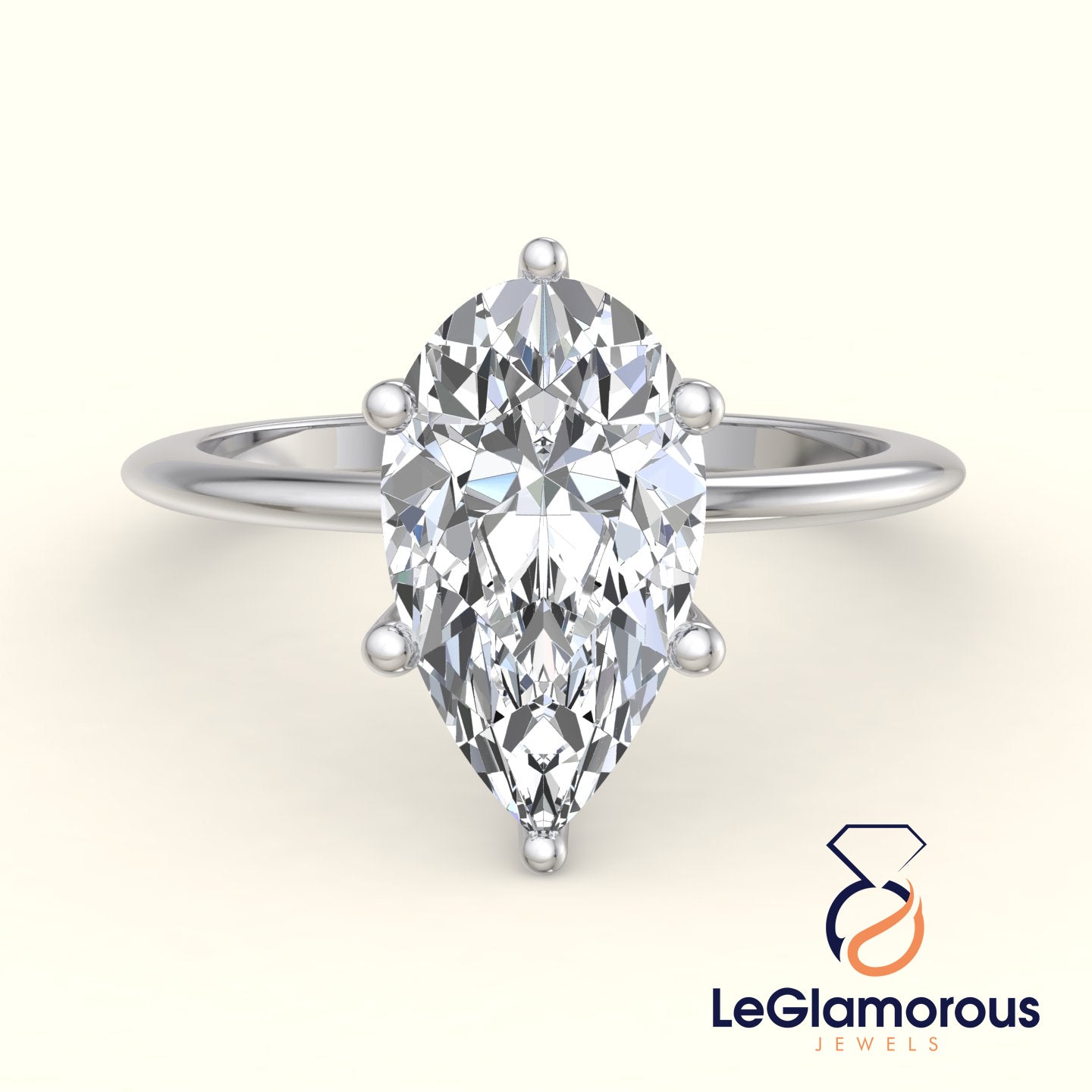 Pear Solitaire Lab Grown Diamond Engagement Ring For Wedding Gift