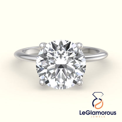 Round Solitaire Lab Grown Diamond Engagement Ring For Wedding Gift