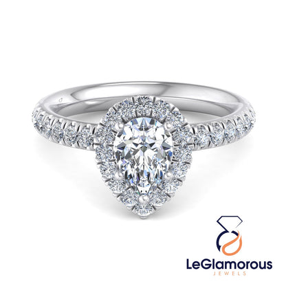 PearLab Grown Diamond Halo Engagement Ring For Anniversary Gift