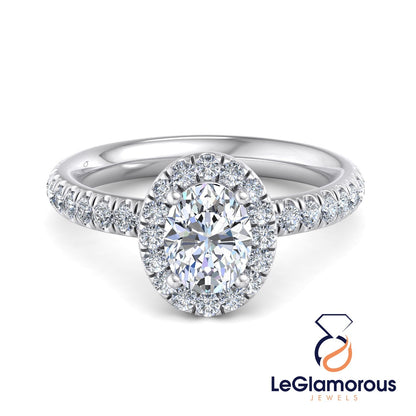 Oval Cut Moissanite Diamond Halo Engagement Ring For Anniversary Gift