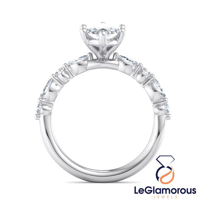 Marquise Cut Lab Grown Diamond Pave Setting Engagement Ring For Her