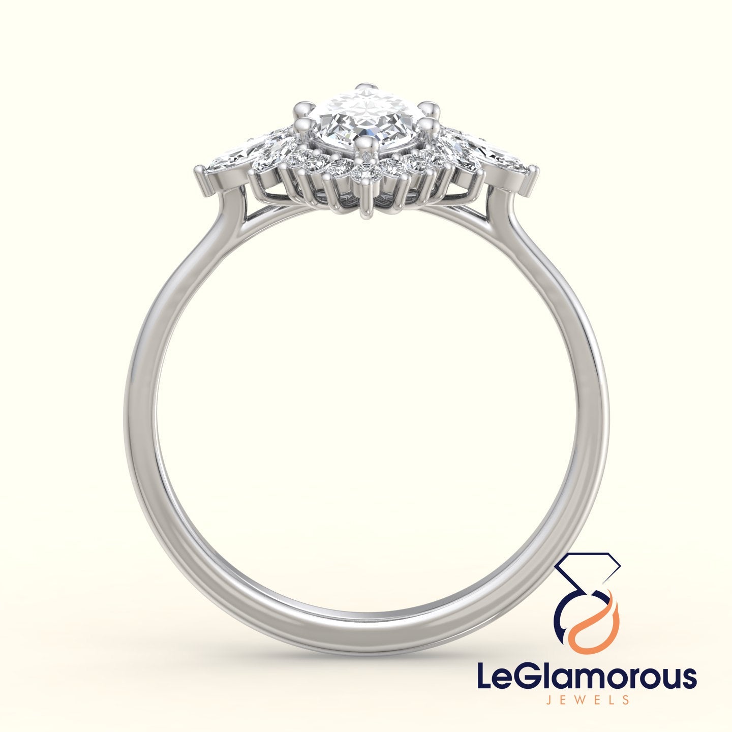 Vintage Engagement Ring, Marquise Cut Lab Grown Diamond Ring