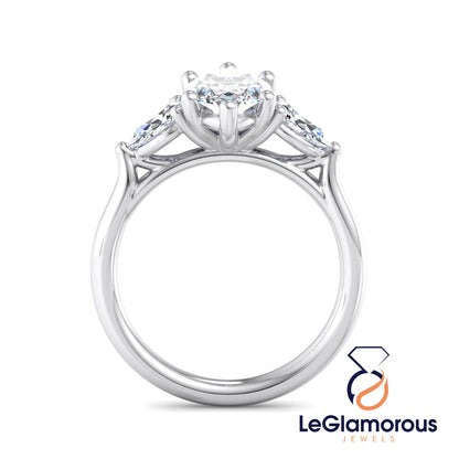 Marquise Cut Three Stone Engagement Ring For Anniversary Gift