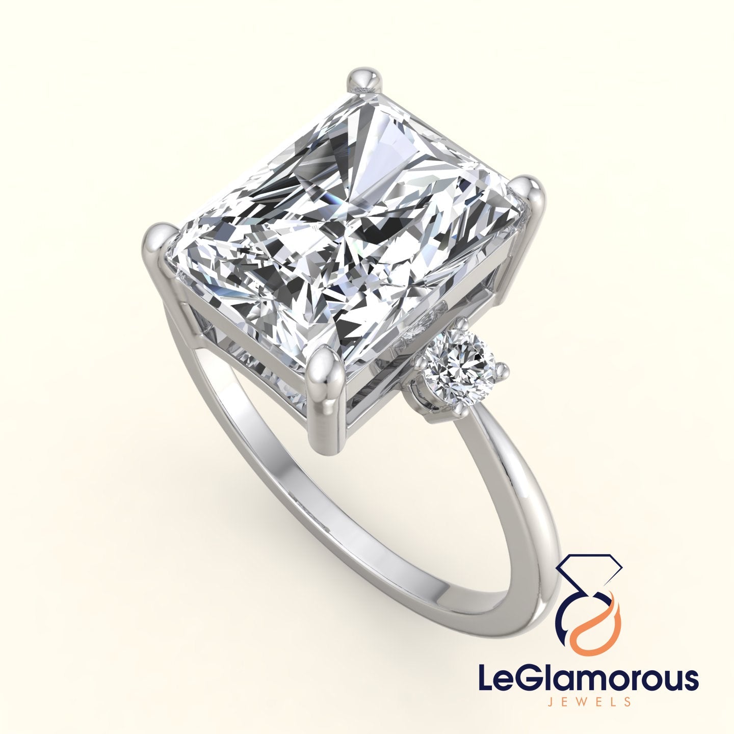 Radiant Cut Three Stone Engagement Ring For Wedding Gift