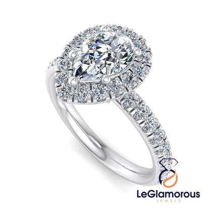 PearLab Grown Diamond Halo Engagement Ring For Anniversary Gift