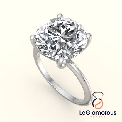 Round Solitaire Lab Grown Diamond Engagement Ring For Wedding Gift