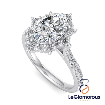 Oval Lab Grown Diamond Engagement Ring For Anniversary Gift For Her