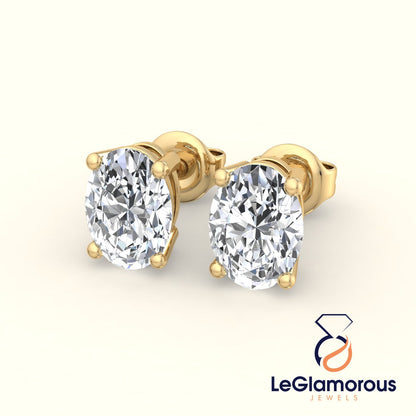 Oval Cut Lab Grown Diamond Stud Earrings, EF/VS Lab Diamond Wedding Earrings