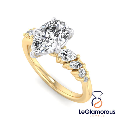 Pear Cut Pave Style Lab Grown Diamond Engagement Ring For Wedding Gift