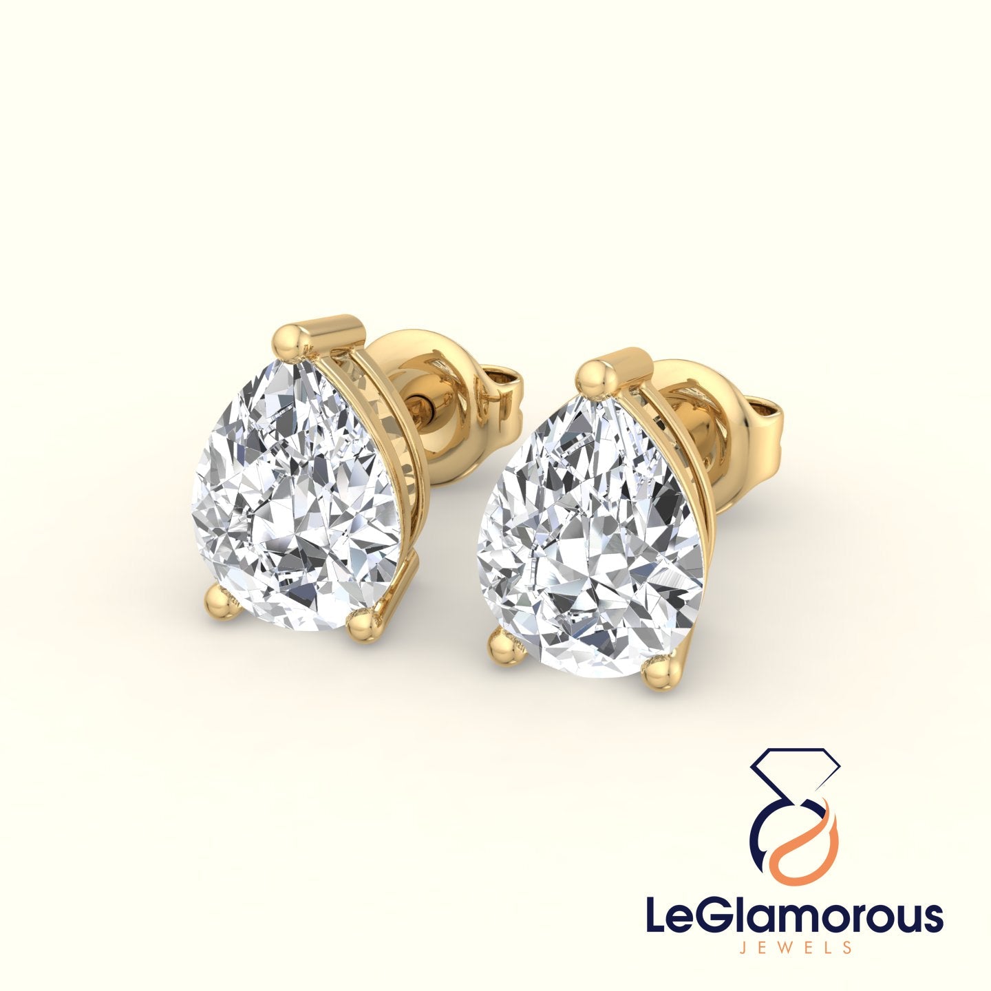 Pear Cut Lab Grown Diamond Stud Earrings, EF/VS Lab Diamond Wedding Earrings