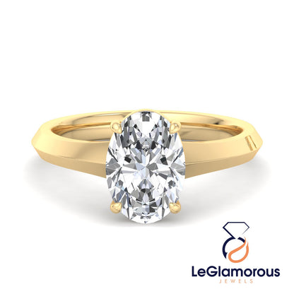 Oval Solitaire Lab Grown Diamond Engagement Ring For Christmas Gift