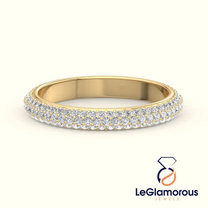 1.00 MM Round Cut Three Layer Moissanite Full Eternity Band For Women