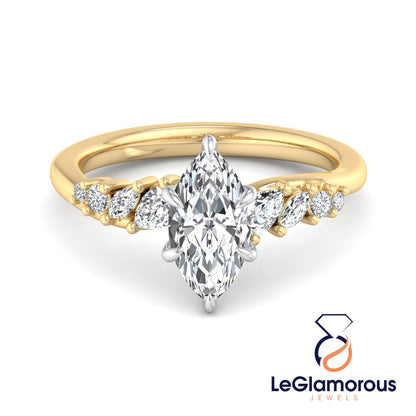 Marquise Cut Pave Style Lab Grown Diamond Engagement Ring For Wedding Gift