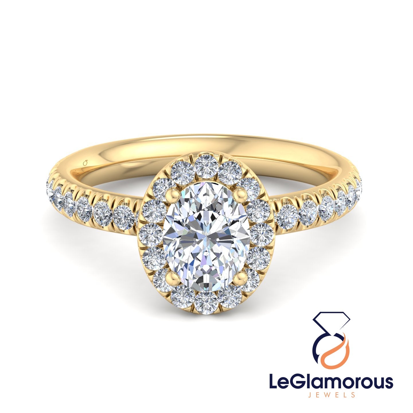 Oval Lab Grown Diamond Halo Engagement Ring For Anniversary Gift