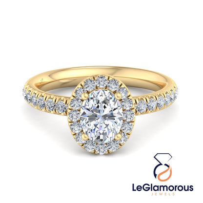 Oval Lab Grown Diamond Halo Engagement Ring For Anniversary Gift