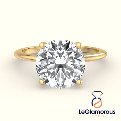 Round Solitaire Lab Grown Diamond Engagement Ring For Wedding Gift