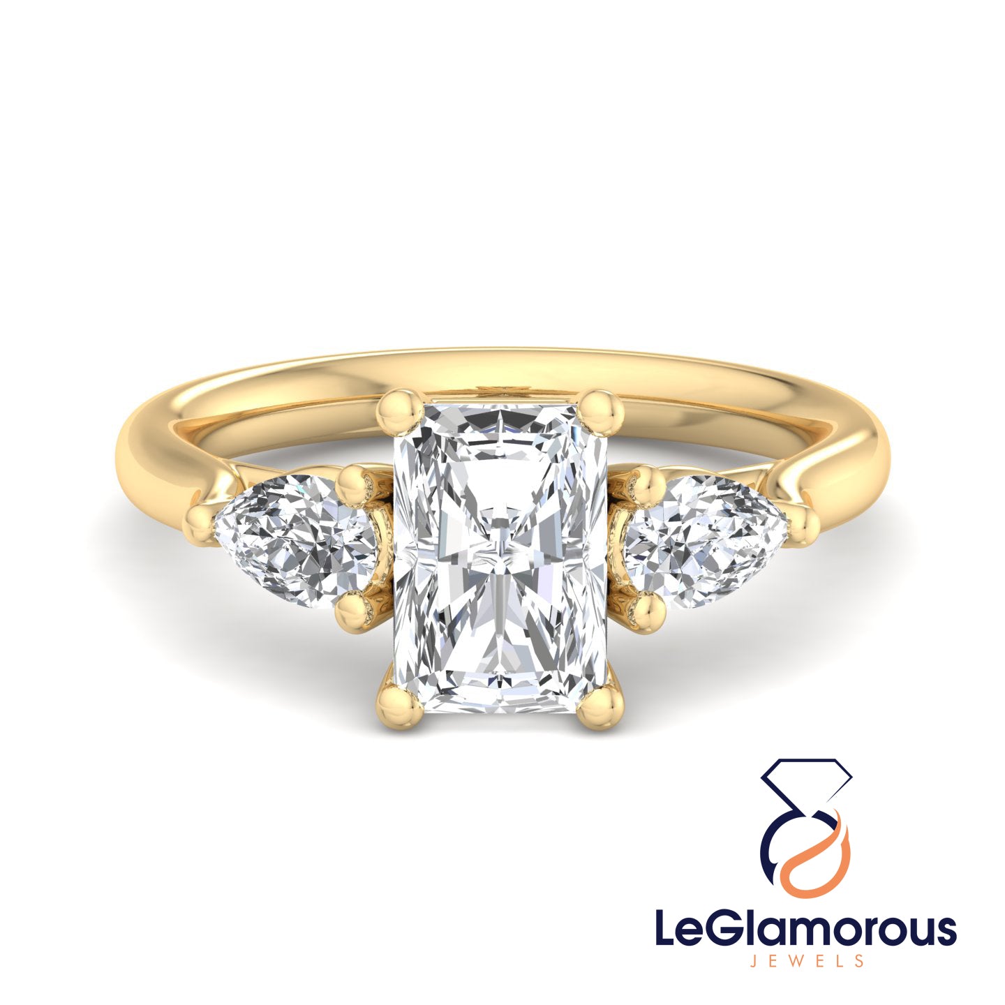 Radiant Cut Three Stone Engagement Ring For Wedding Gift For Her