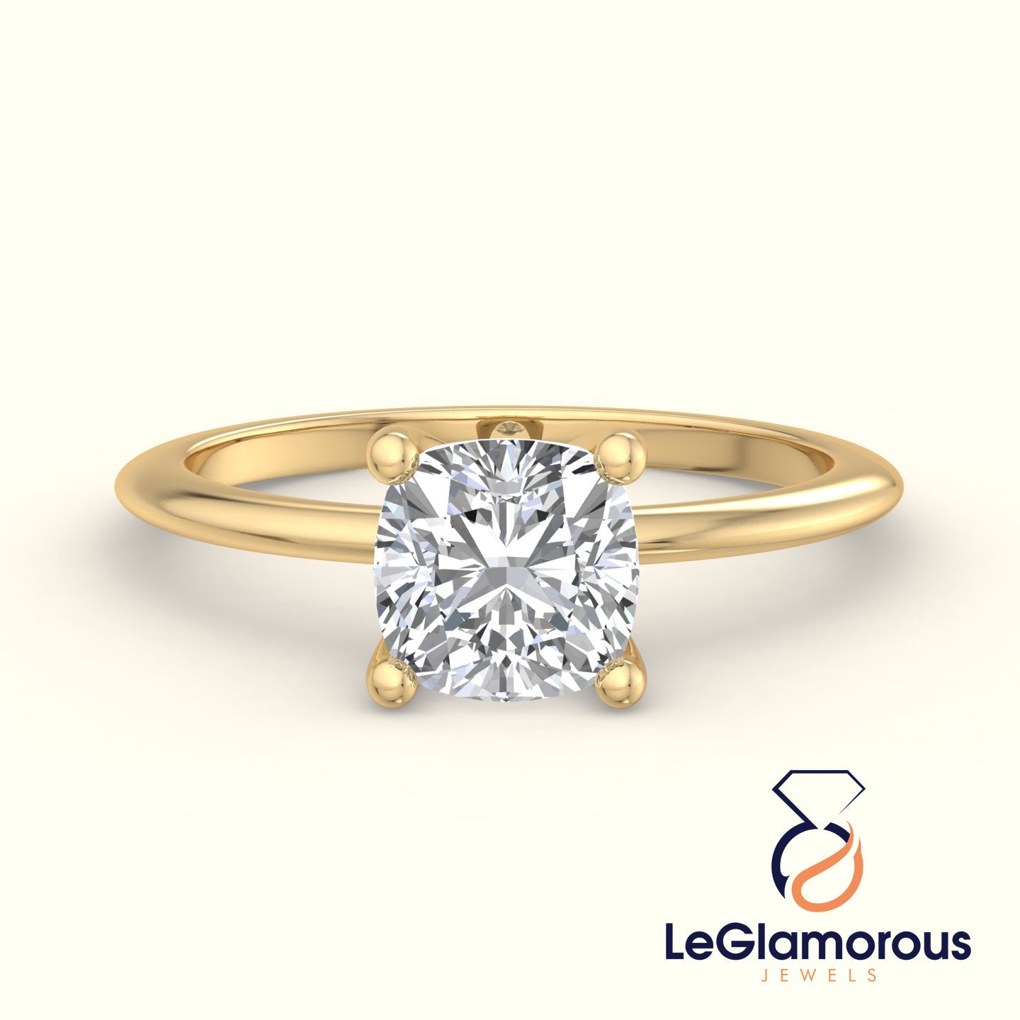 Squre Cushion Solitaire Lab Grown Engagement Ring For Anniversary Gift