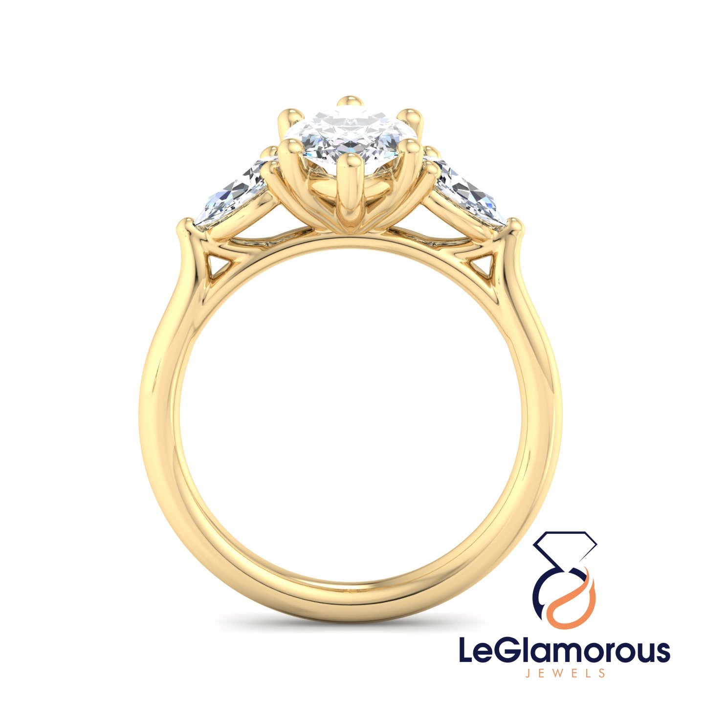 Marquise Cut Three Stone Engagement Ring For Anniversary Gift