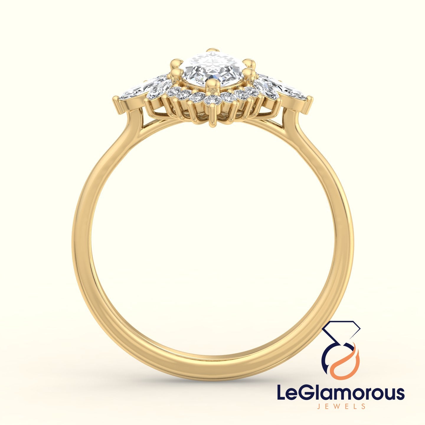 Vintage Engagement Ring, Marquise Cut Lab Grown Diamond Ring